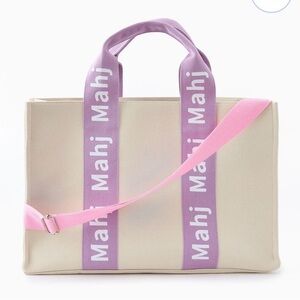 Oh My Mahjong Canvas Tote Bag Lilac with Pink Crossbody